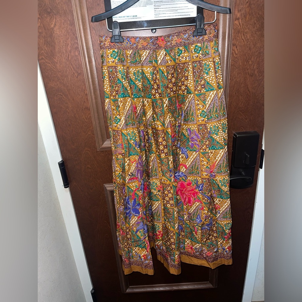 Claiborne Mustard Floral & Geometric Maxi Skirt